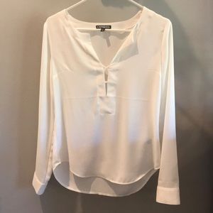 White Long Sleeve Blouse -Express