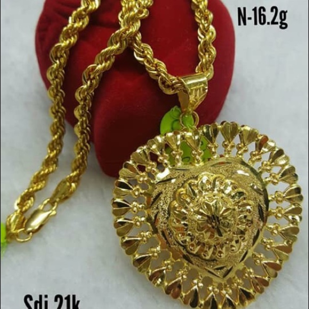 21Karat Real Yellow Gold Necklace w/ Heart Pendant