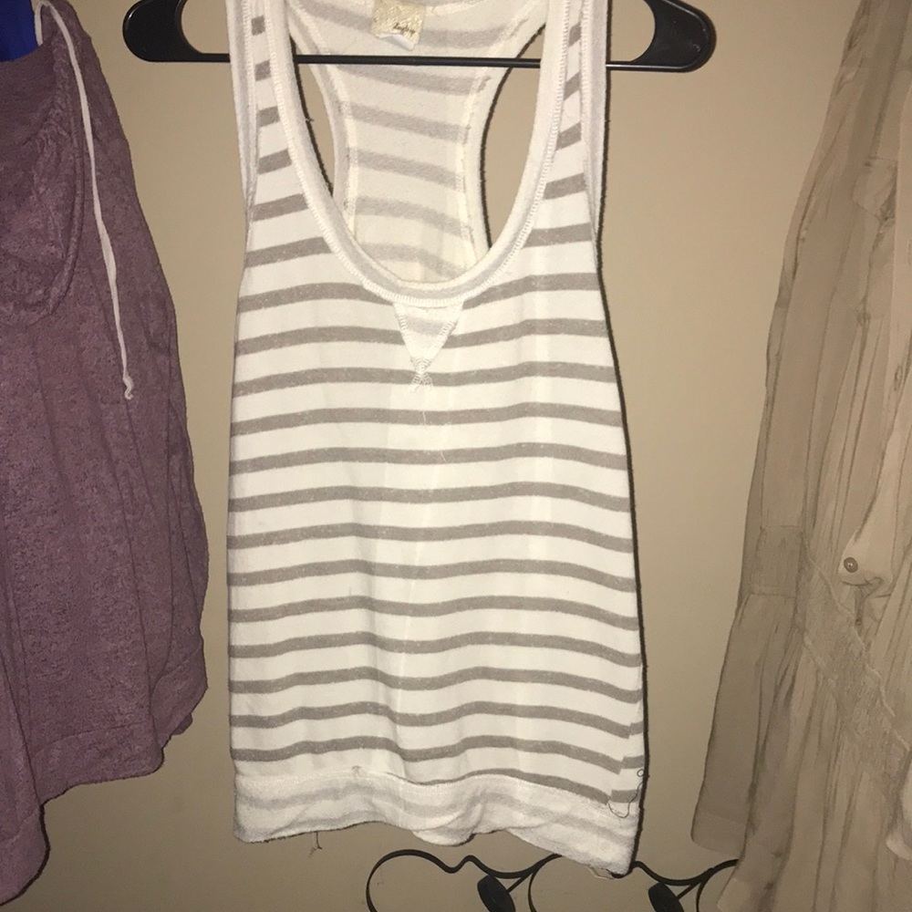 Day trip tan and white striped tank top