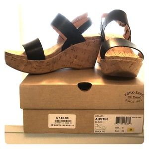 Worn 1x! Like new Austin Kork Ease black wedges