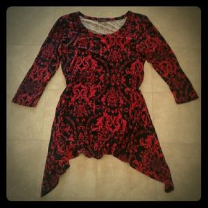 Black and Red Patterned Tunic