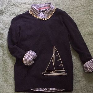 J.Crew Navy Sweater with Sailboat Design Sz XS