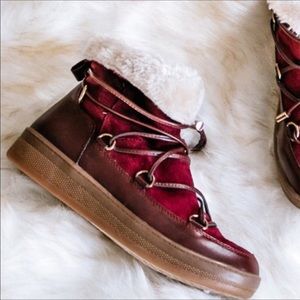 Cherry red fur boots