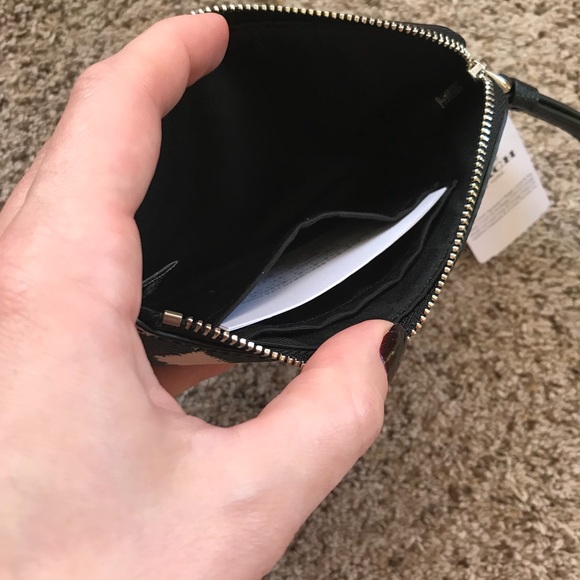 CHALK WHITE w/ BLACK Coach Wristlet: Leather/Small - Picture 5 of 6