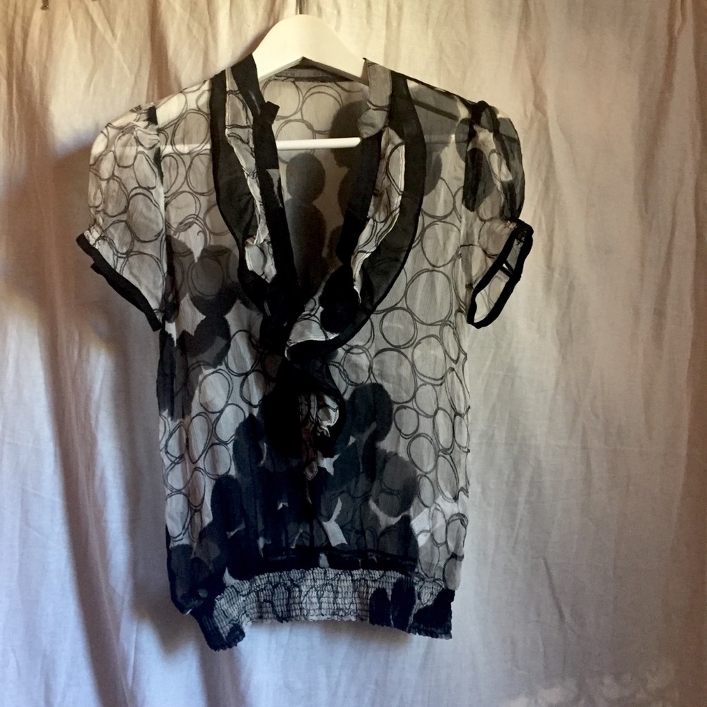 Sheer Blouse with Ruffle