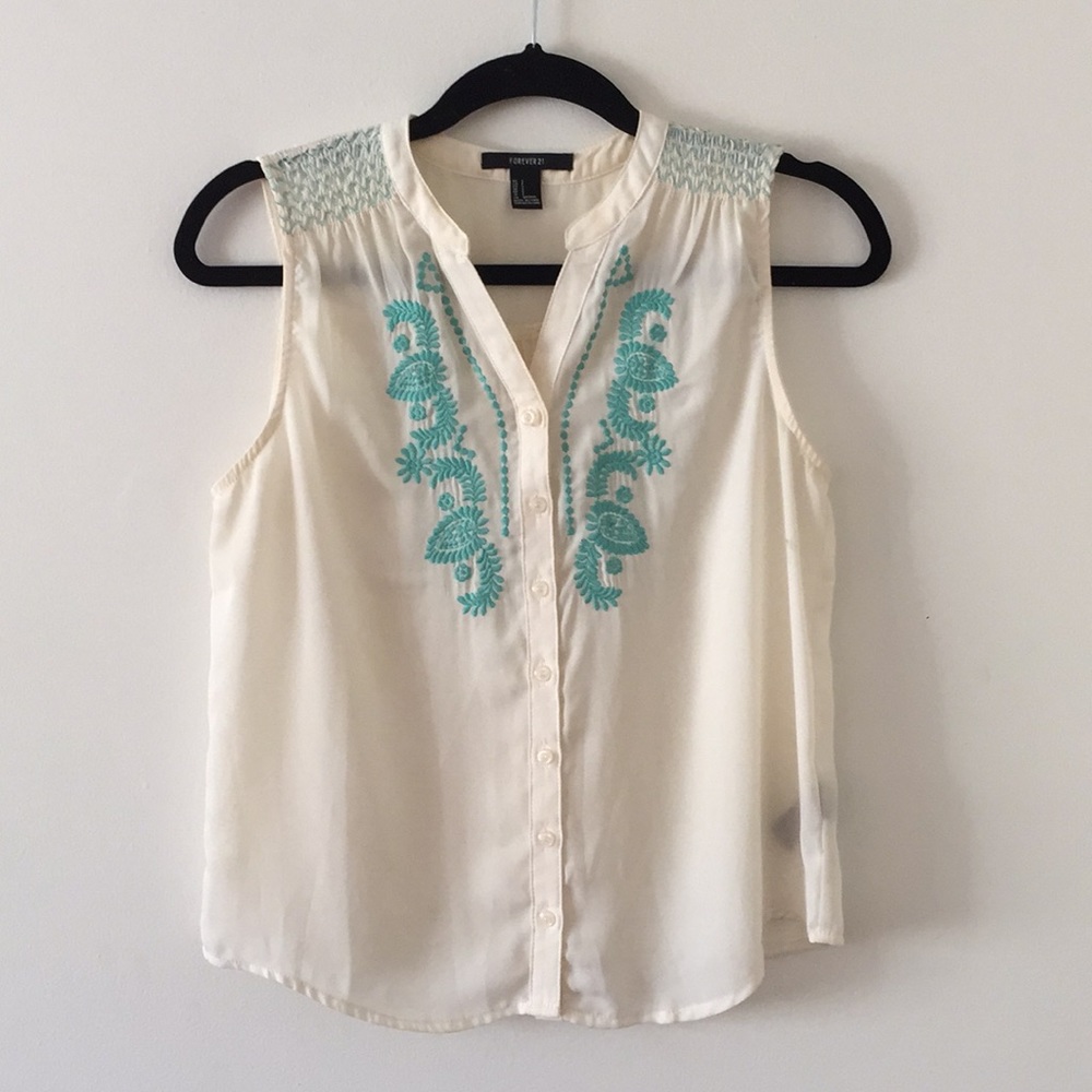 Embroidered Sheer Blouse