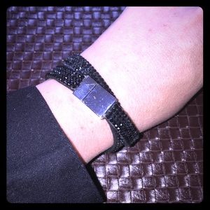 NWT black sparkle bling double wrap bracelet