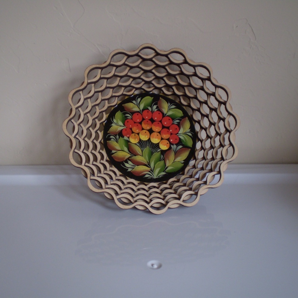 Russian souvenir bowl for candies, Khokhloma