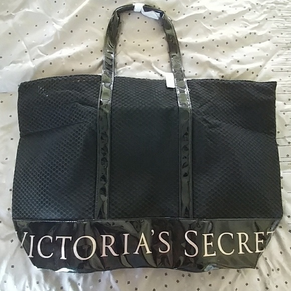 Black mesh zippered VS tote bag - Picture 2 of 5