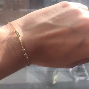 Dainty sterling silver gold finish arrow bracelet