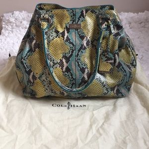Cole Haan snake print leather handbag