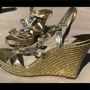 Michael Kors W Size 9 Gold Gem T-strap Heels