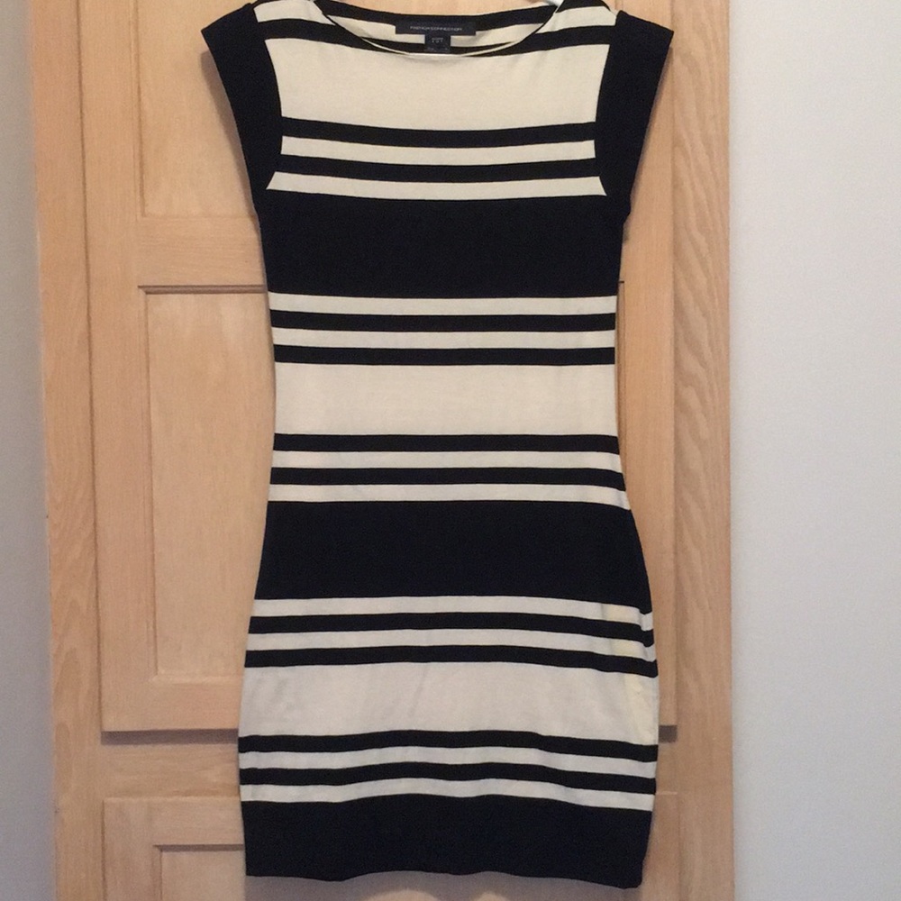 Black and white striped dress