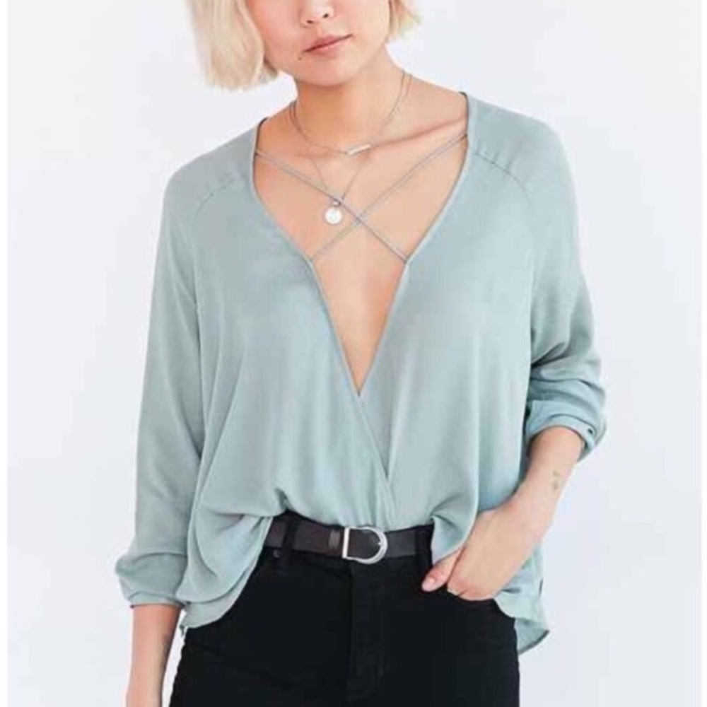 Teal Surplice Top