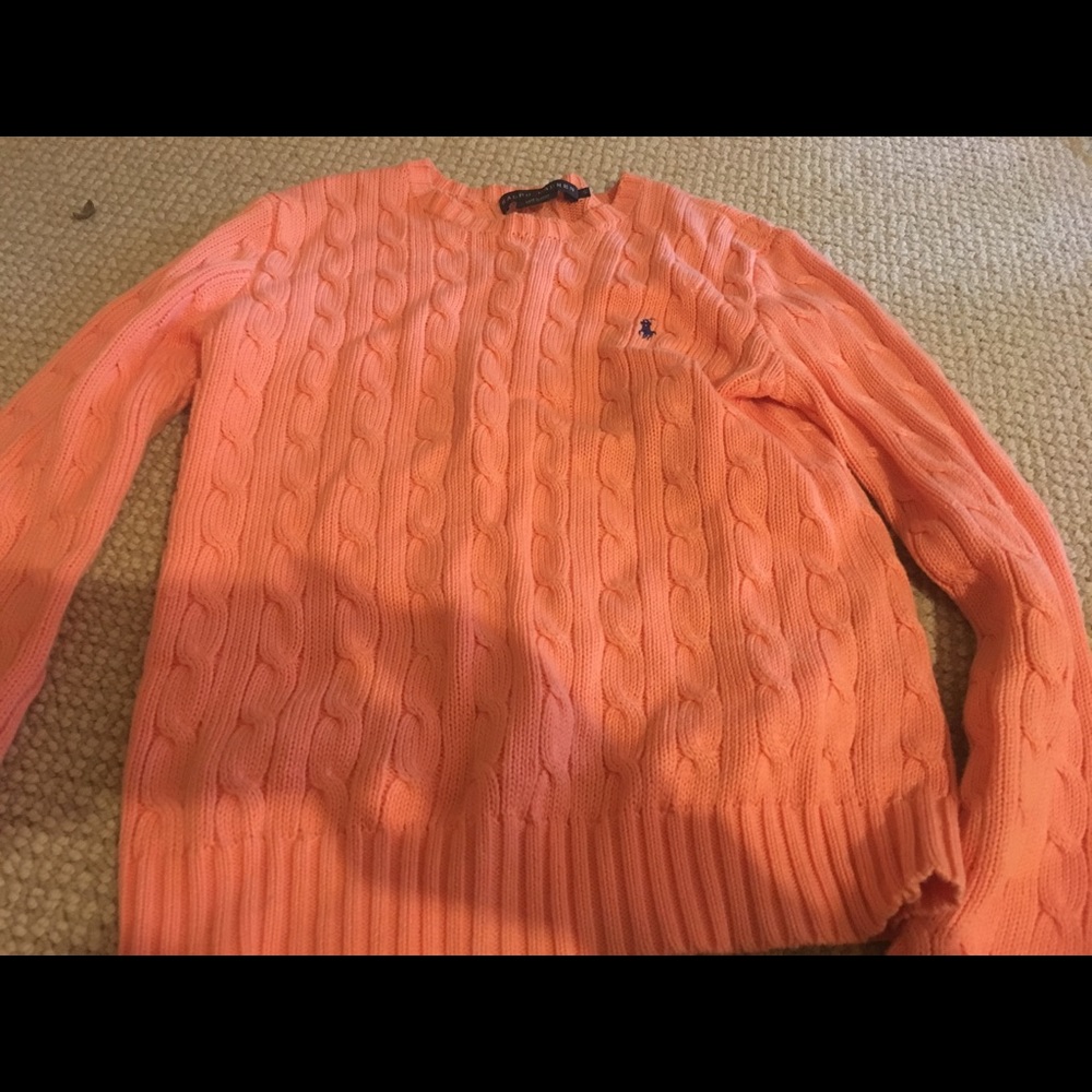 Sherbet orange cable Ralph Lauren sweater, SZ S