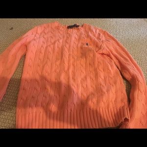 Sherbet orange cable Ralph Lauren sweater, SZ S