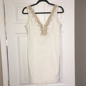 Lily Pulitzer white dress with gold