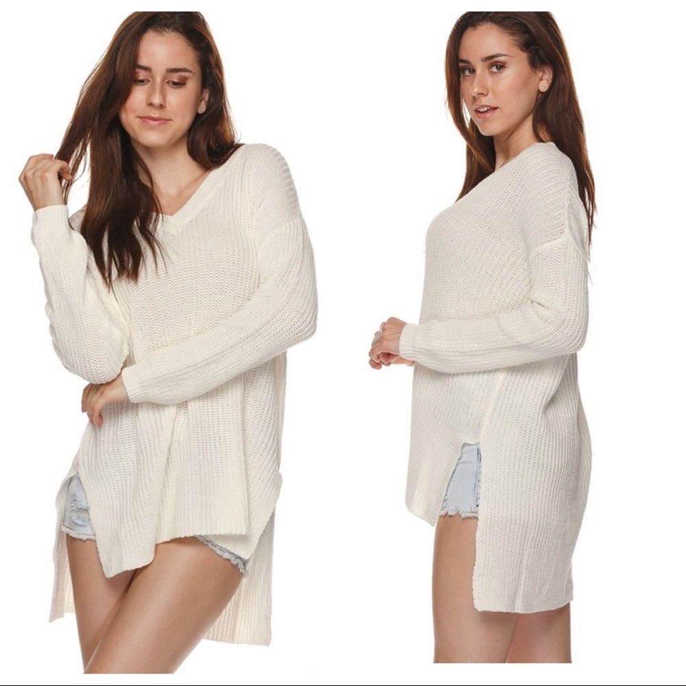 •LAST ONE• Ivory High Low Knit Sweater - Picture 6 of 8