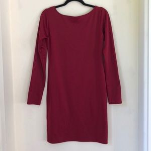 Brigette Bailey red dress, long sleeve, low back
