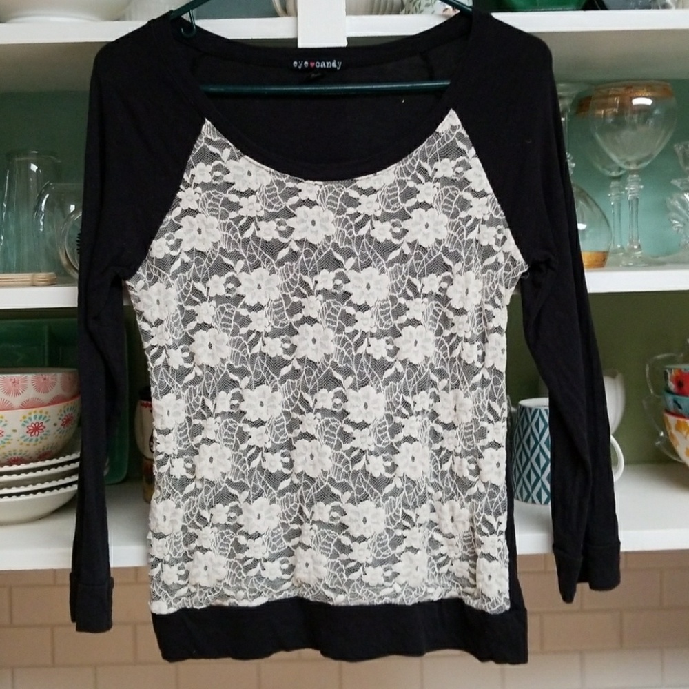 ,Eye Candy, black & cream lace,baseball