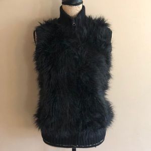 WILLI SMITH FAUX FUR ZIP UP BLACK SWEATER VEST