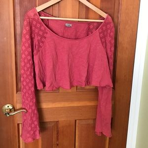 Rose Cropped Bell Sleeve Top