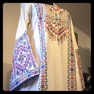 Palestinian white embroidery dress