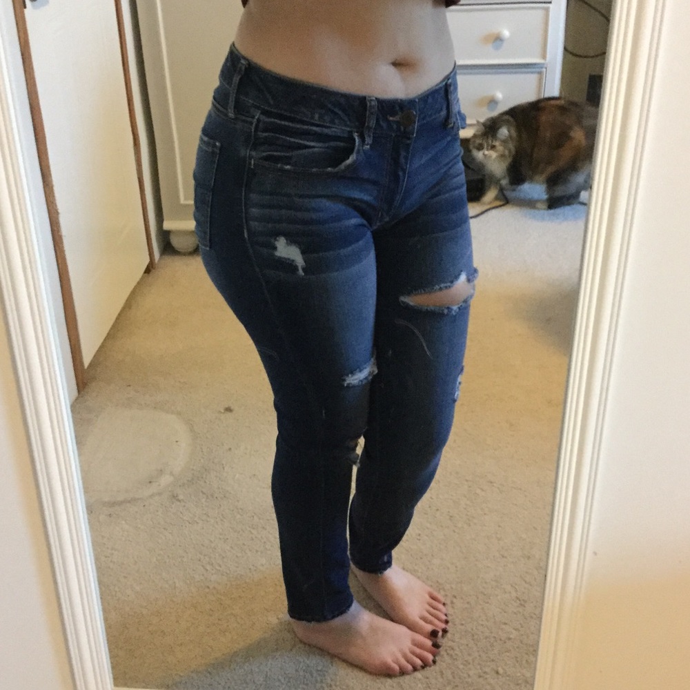 Dark distressed jeans from American Eagle!