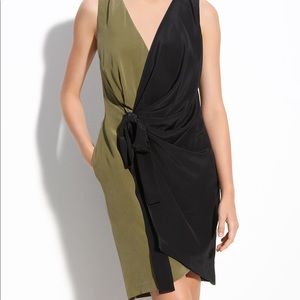 Robert Rodriguez faux wrap green and black dress