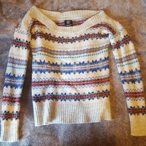 Patterned Off the Shoulder Sweater