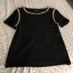 BR tee with gold & white twisted ribbon