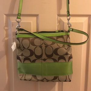NWT Coach Khaki/Apple Shoulder Bag