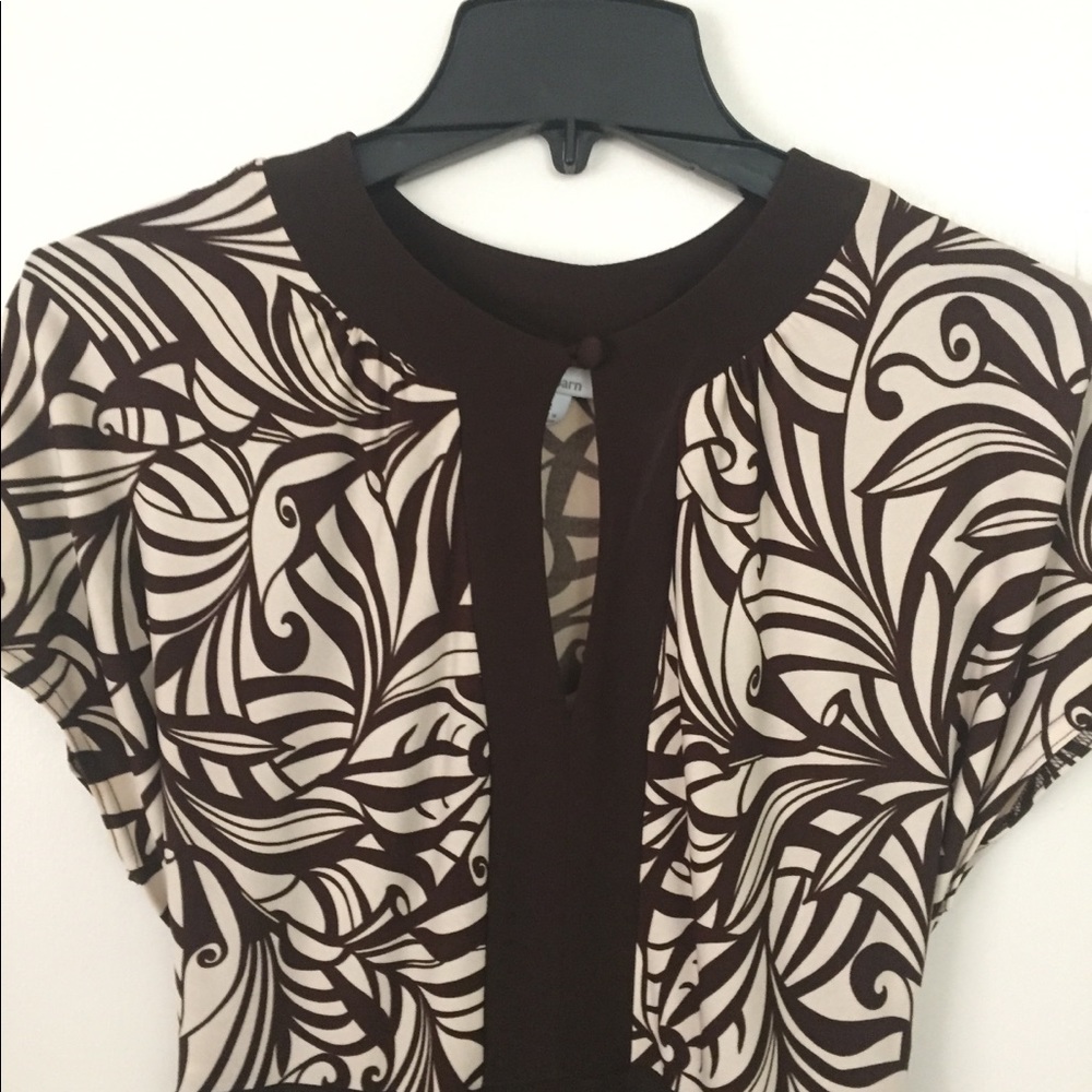 Brown and Off White Pinted Flowy Dress