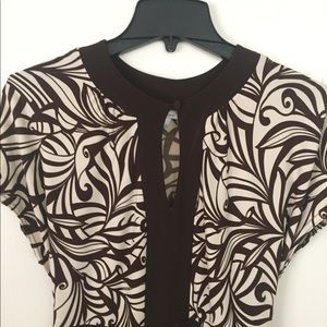 Brown and Off White Pinted Flowy Dress