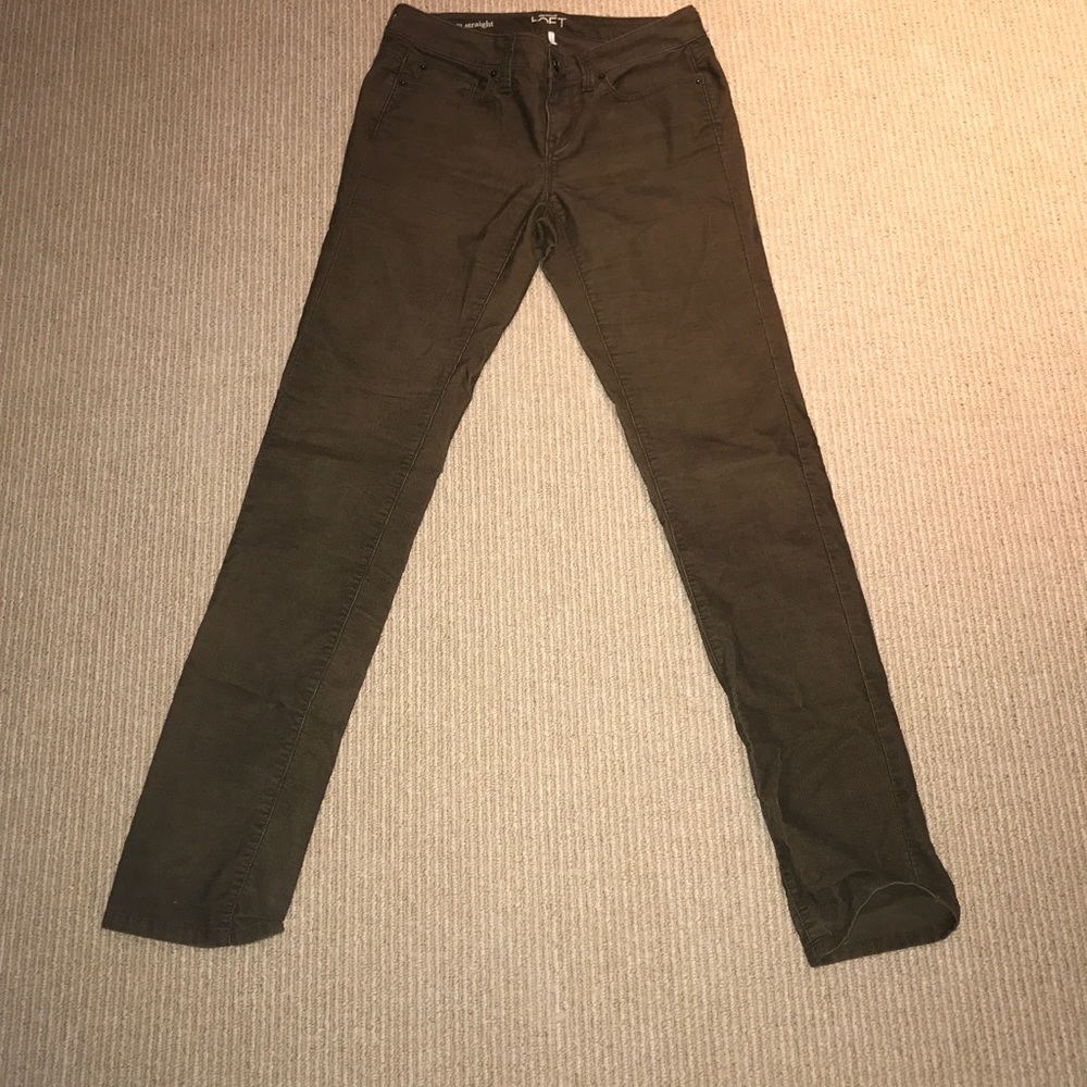 Army green skinny corduroys. Great for winter!