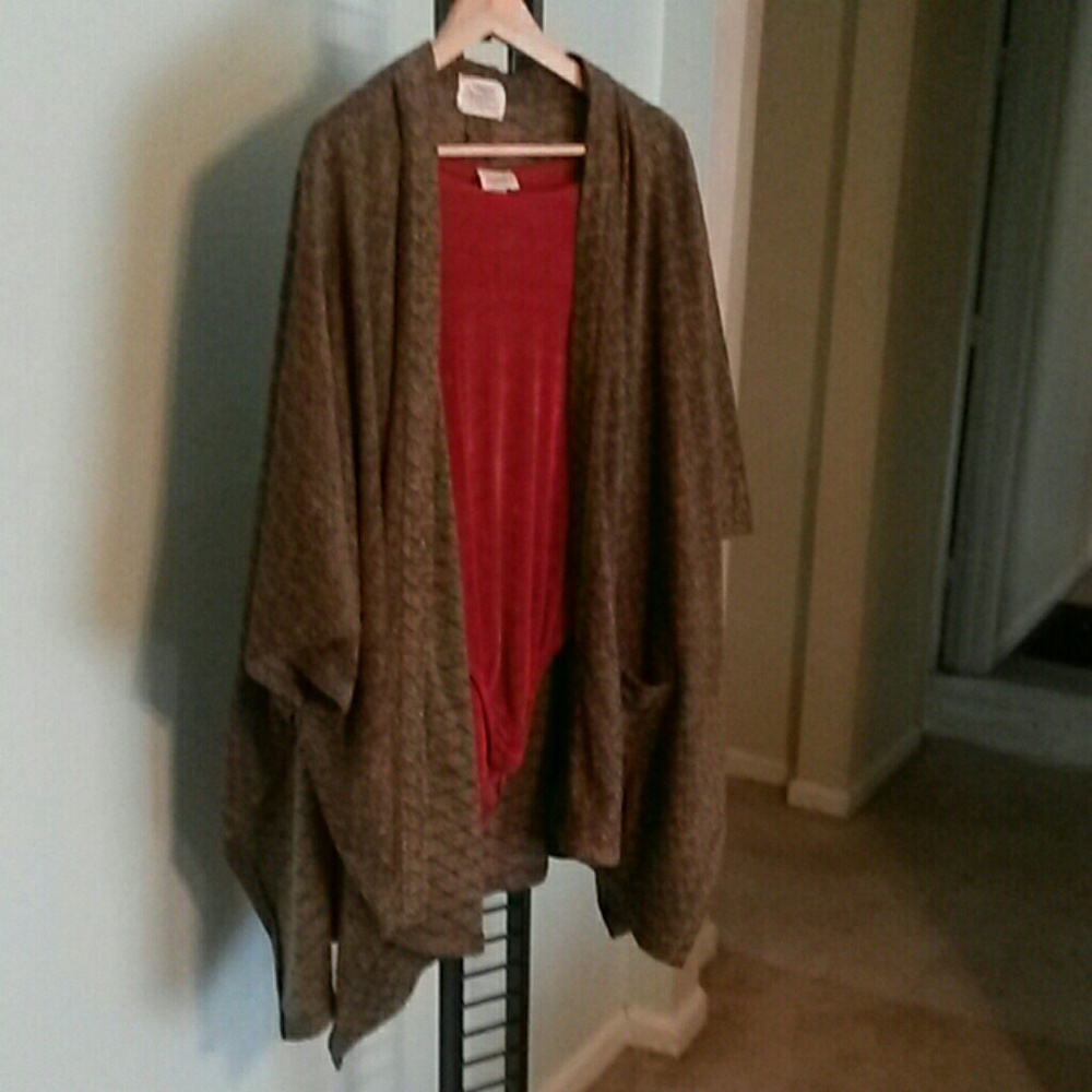 Dark green sweater with red shirt