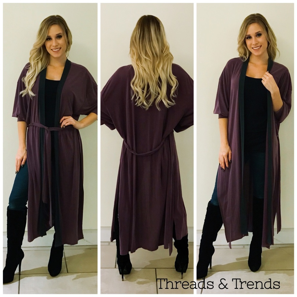 Deep Plum Duster Cardigan