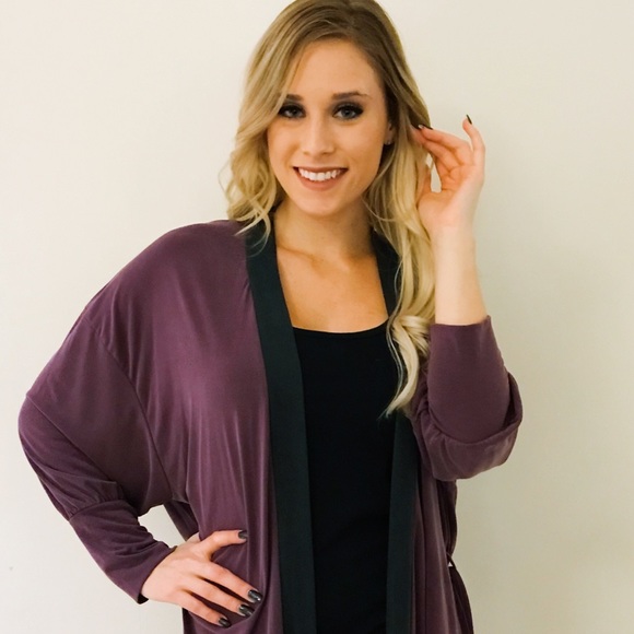 Deep Plum Duster Cardigan - Picture 3 of 5