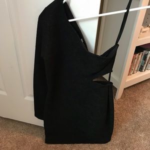 One shoulder cutout black dress