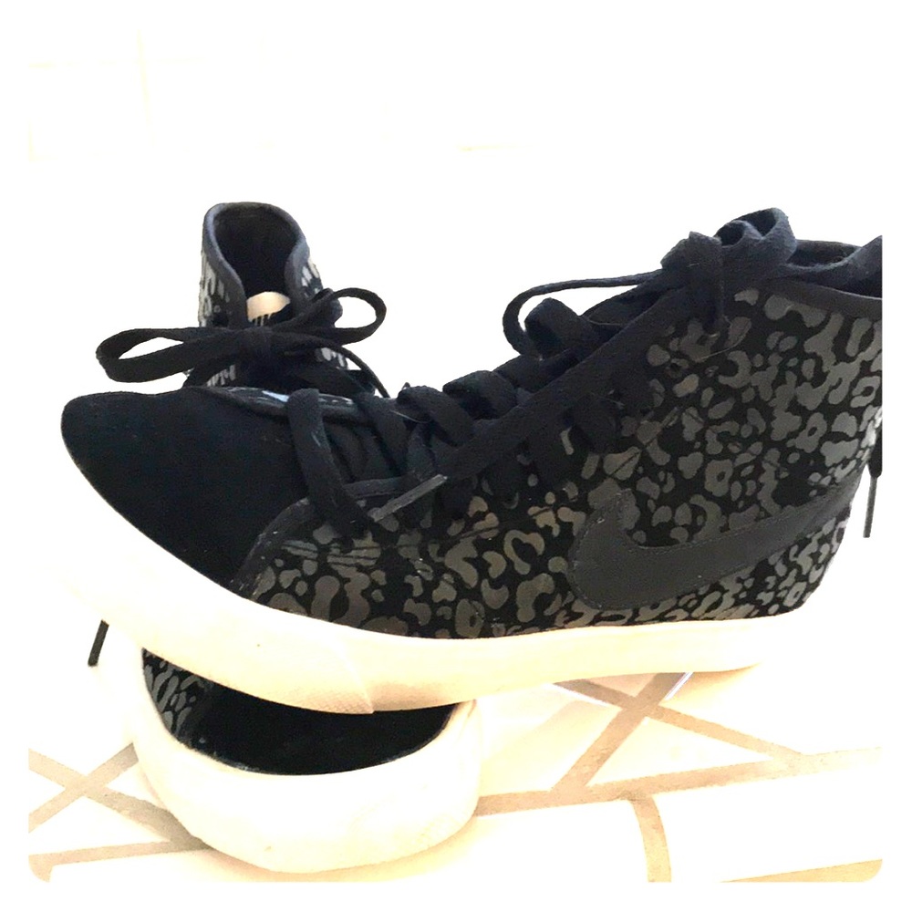 RARE black leopard print Nike high tops