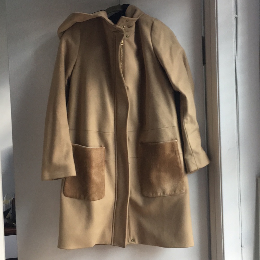 Club Monaco Italian Wool Coat with Pony hair deets