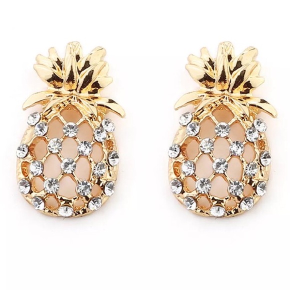 🍍New~ Pineapple Rhinestone Earring - Picture 2 of 3