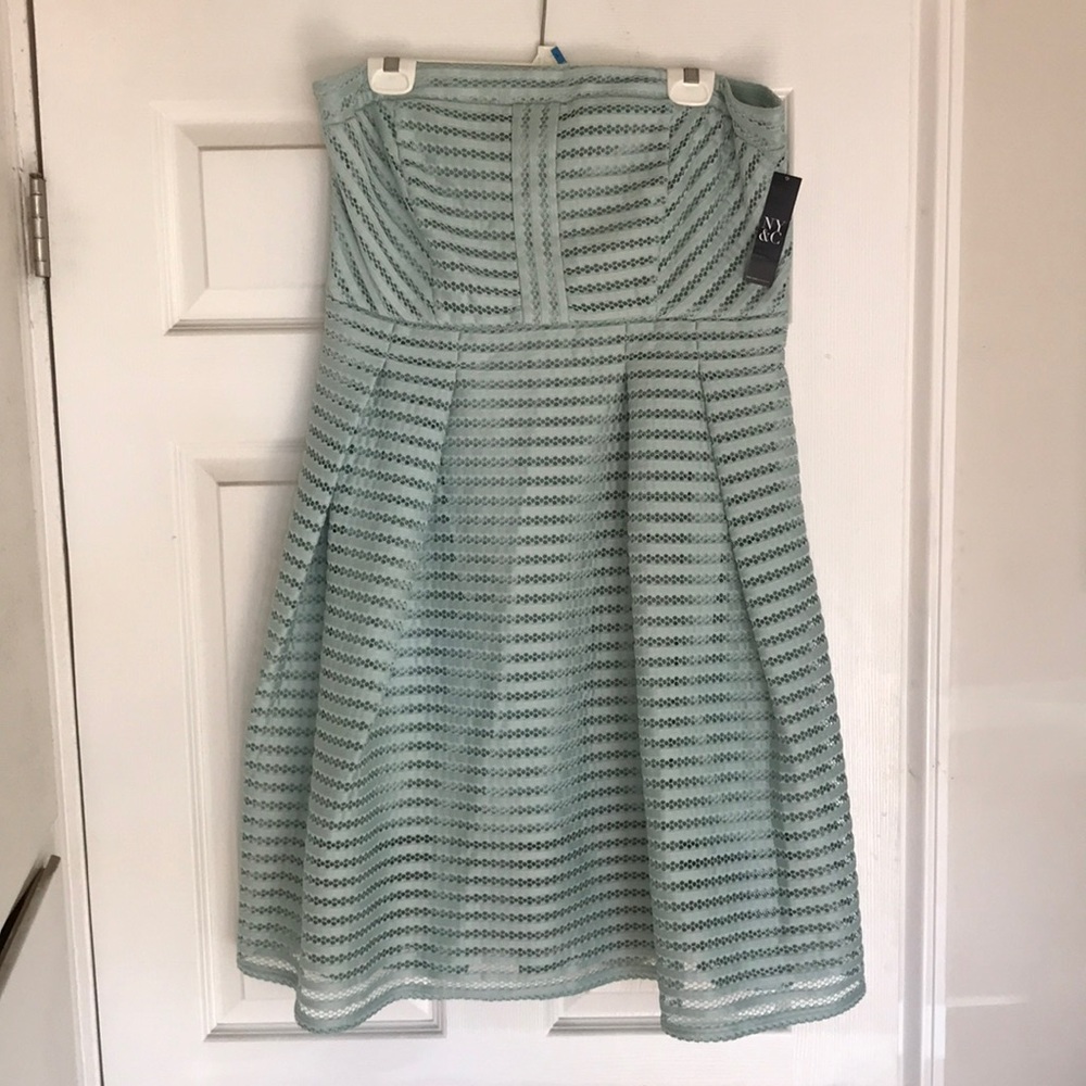 Sea foam green, eyelet dress.