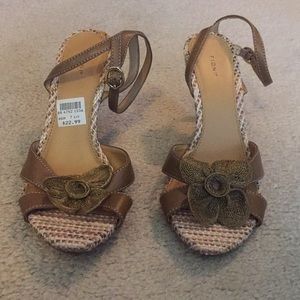 Brown Fioni wedges with ankle strap