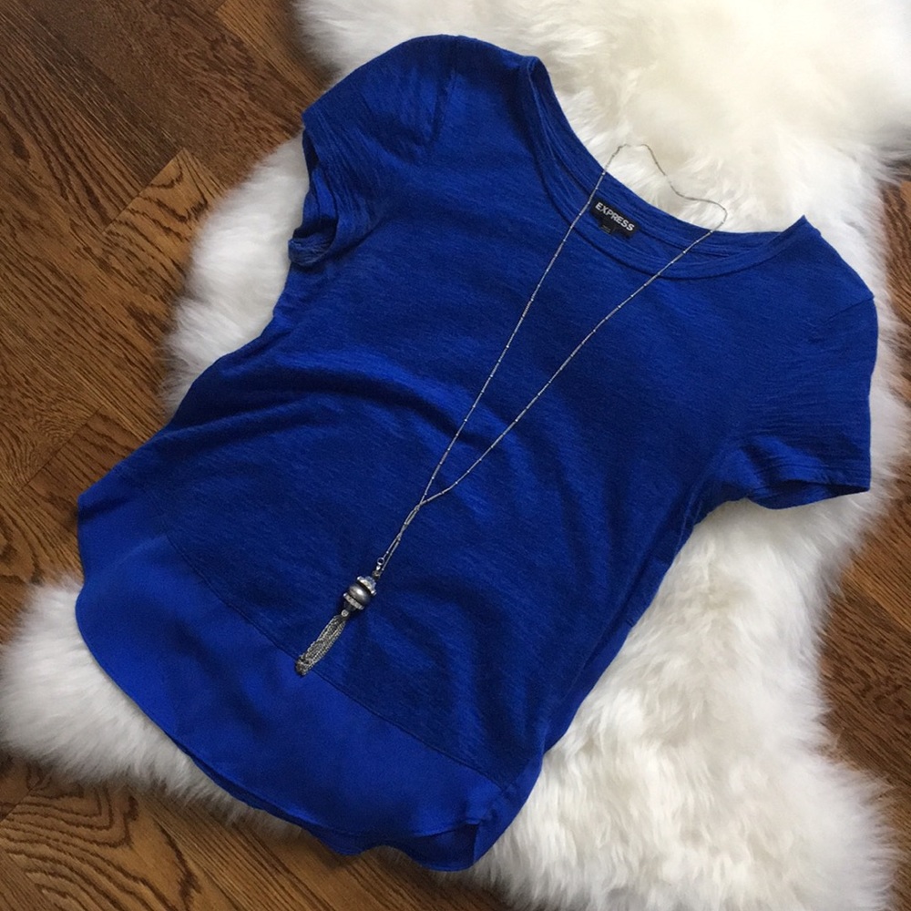 Deep blue business casual blouse