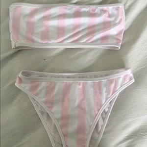 Pink & White Stripped bikini