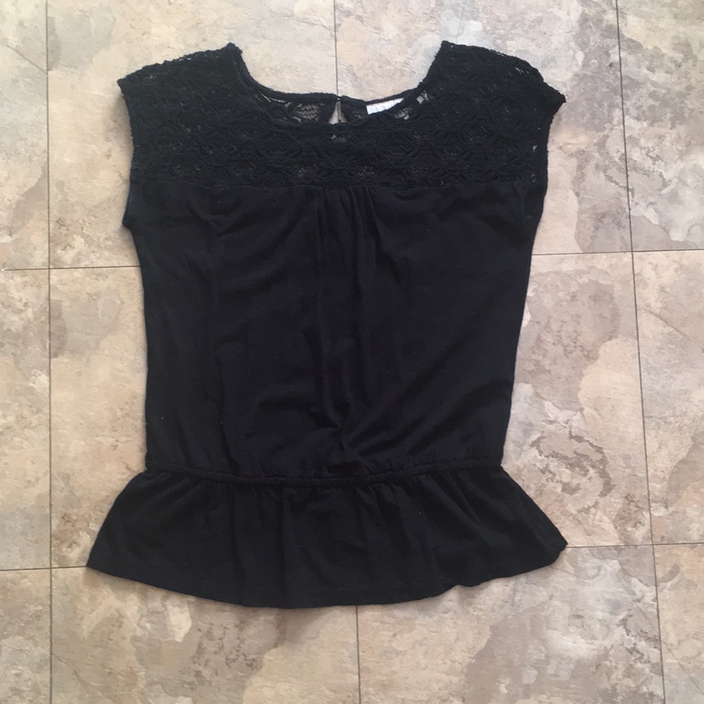 Loft size small black embroidered blouse