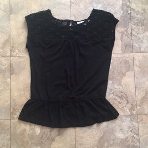 Loft size small black embroidered blouse