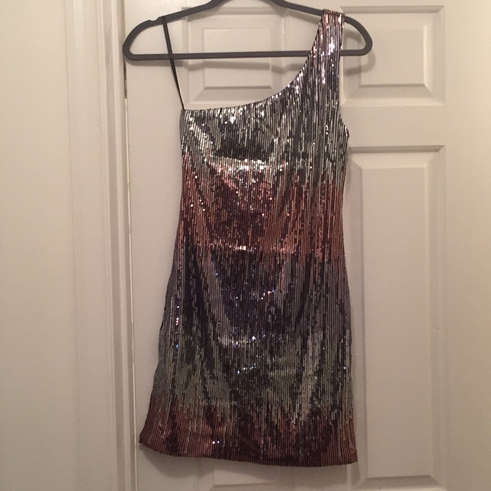 As U Wish One Shoulder Sequin Dress