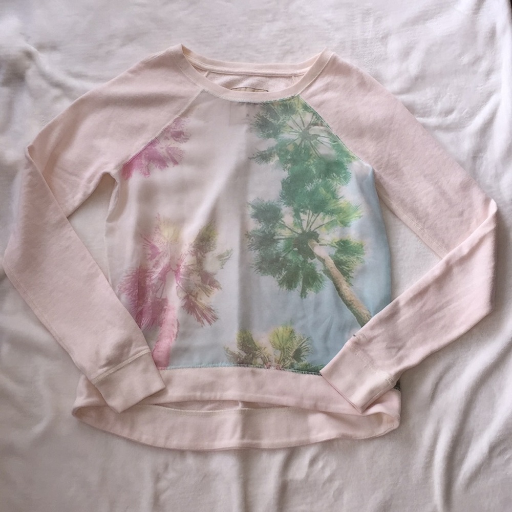 Sheer Front Tropic Print Sweater